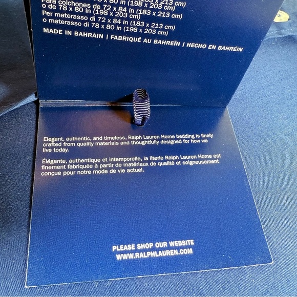 Ralph Lauren POLO NAVY RL Organic Cotton Sateen Flat Sheet KING NWT $200 - Picture 12 of 12